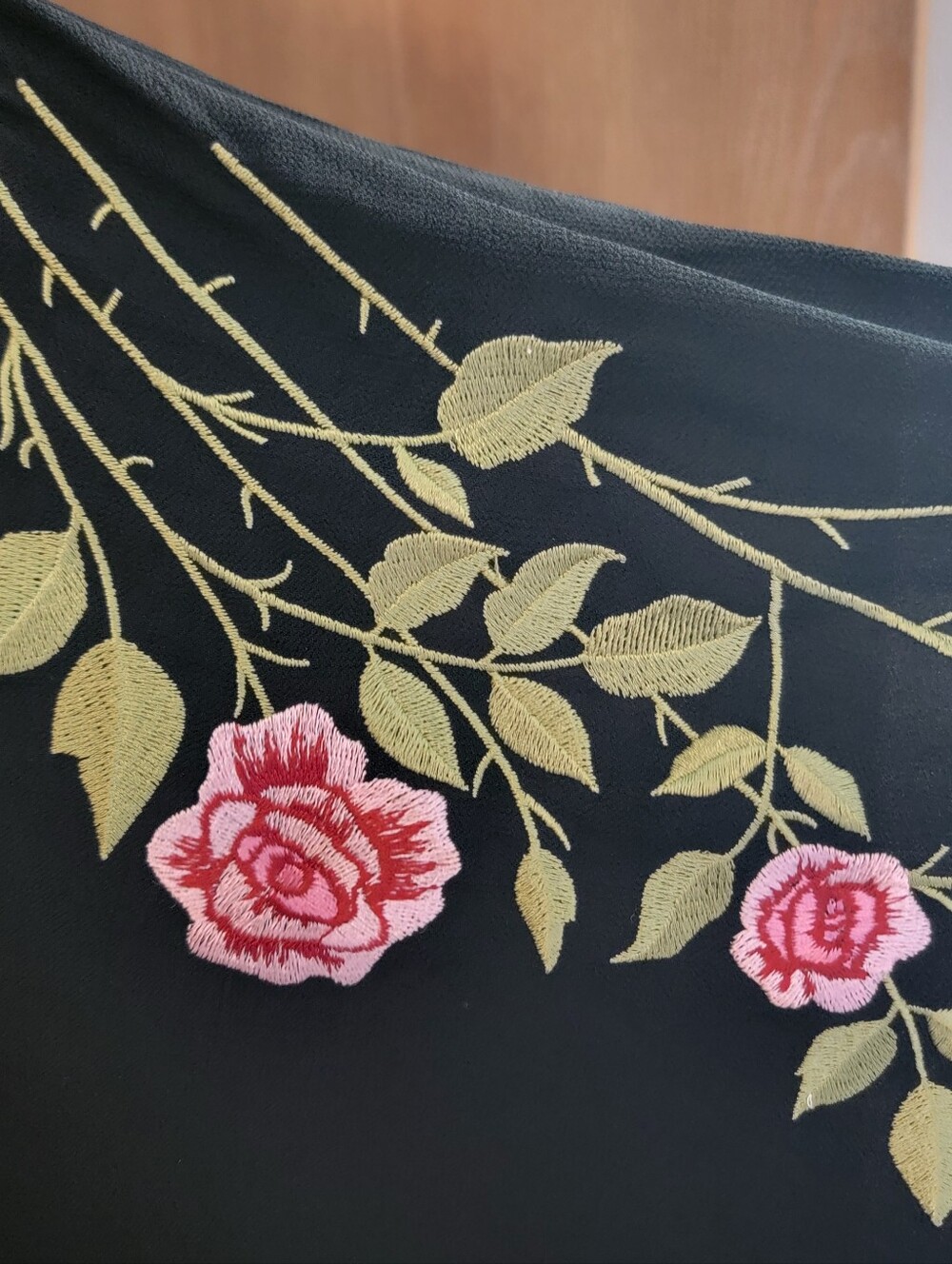Vintage Sue Wong Embroidered Kimono Sleeve Duster Jacket Black Size L Made USA - Picture 3 of 9